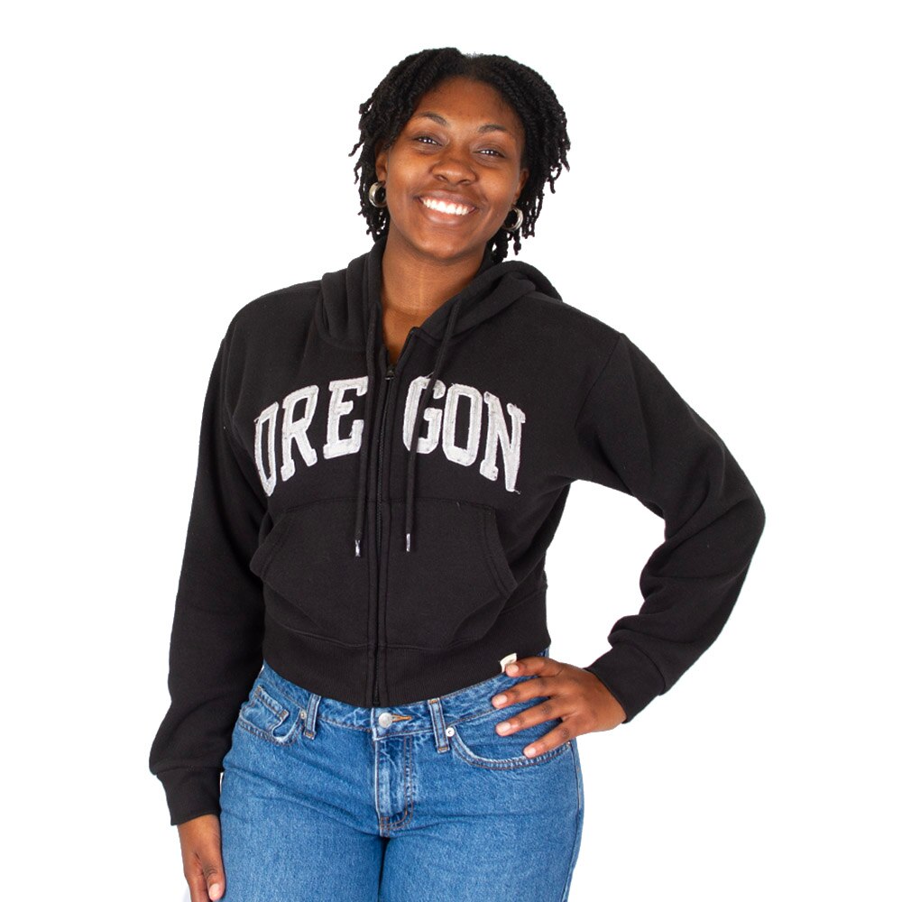 Arched Oregon, Blue 84, Black, Full Zip, Cotton Blend, Women, Midi, Hoodie, Sweatshirt, 1013744